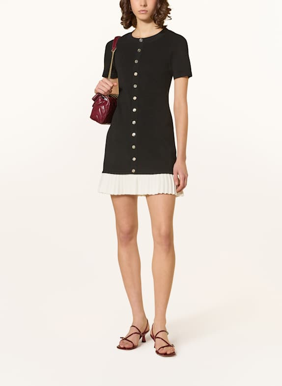 SANDRO Kleid SCHWARZ/ ECRU