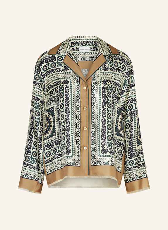 CLAUDIE PIERLOT Seidenbluse BEIGE/ HELLGELB/ DUNKELGRÜN