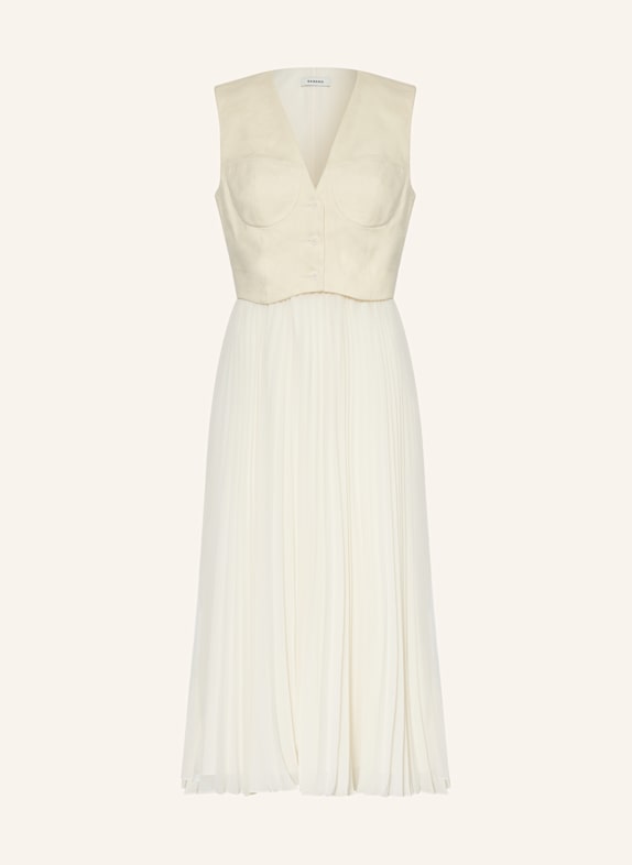SANDRO Plisseekleid mit Leinen ECRU