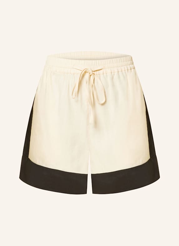 SANDRO Shorts im Materialmix mit Leinen ECRU/ SCHWARZ