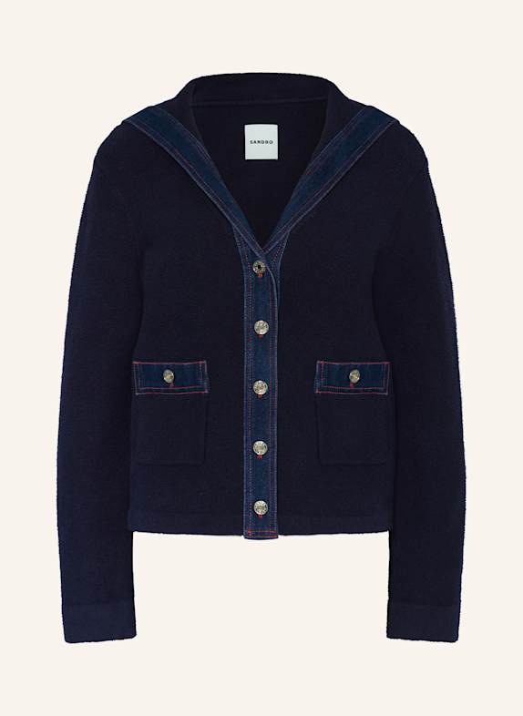 SANDRO Strickjacke aus Bouclé DUNKELBLAU