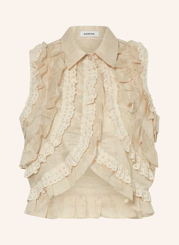 SANDRO Blusentop aus Leinen BEIGE