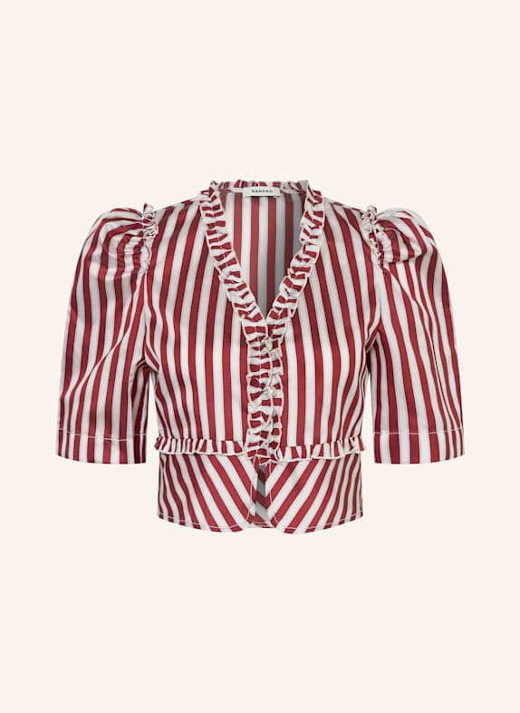 SANDRO Cropped-Bluse mit Rüschen DUNKELROT/ WEISS/ BLAU