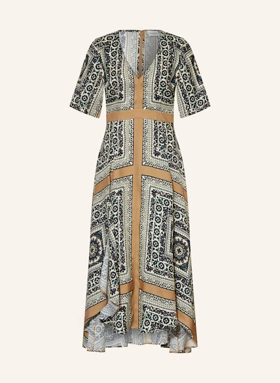 CLAUDIE PIERLOT Kleid ECRU/ DUNKELGRÜN/ BEIGE