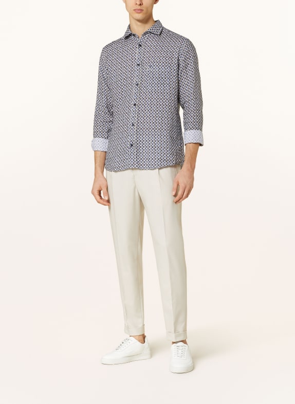 OLYMP Linnedskjorte Casual regular fit BLÅ / BEIGE