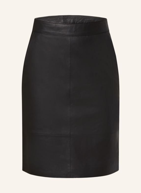 GESTUZ Leather skirt CHAR BLACK