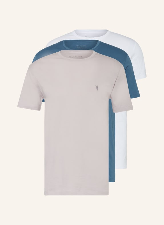 ALLSAINTS 3-pack T-shirts TONIC ROSE/ BLUE GRAY/ WHITE