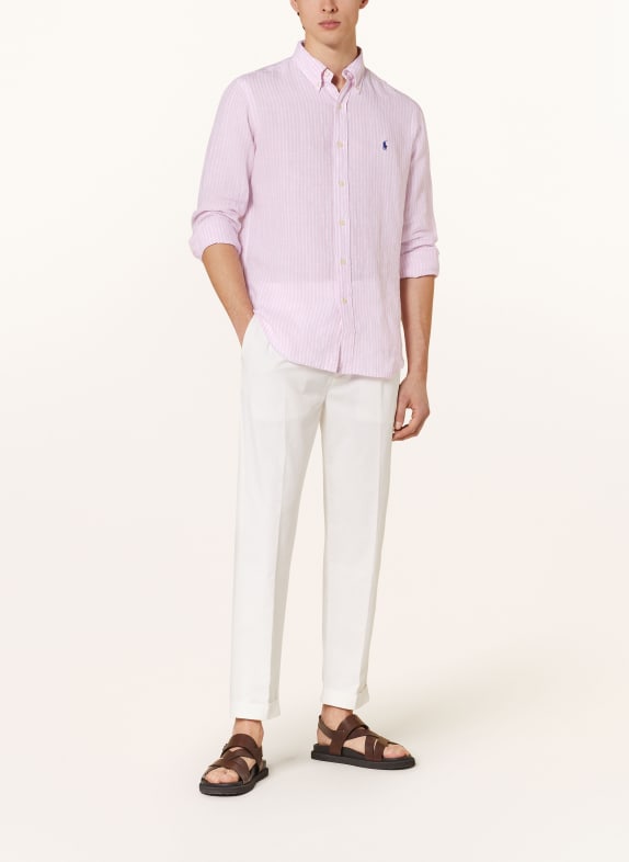 POLO RALPH LAUREN Linen shirt Custom Fit PINK / WHITE