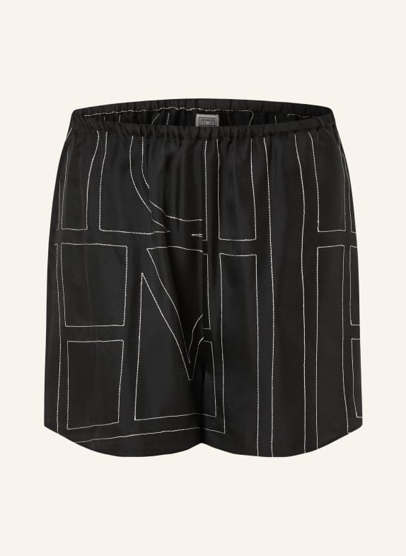 TOTEME Silk shorts BLACK/ BEIGE