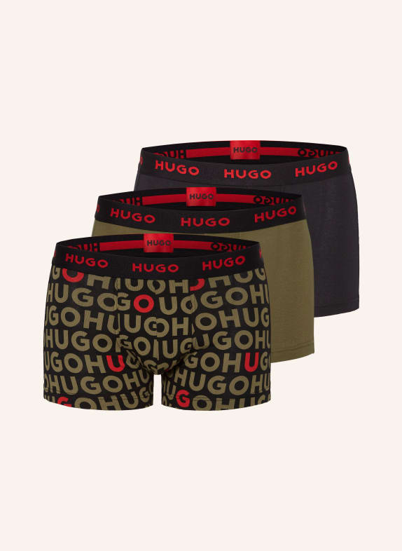 HUGO 3er-Pack Boxershorts OLIV/ SCHWARZ/ ROT