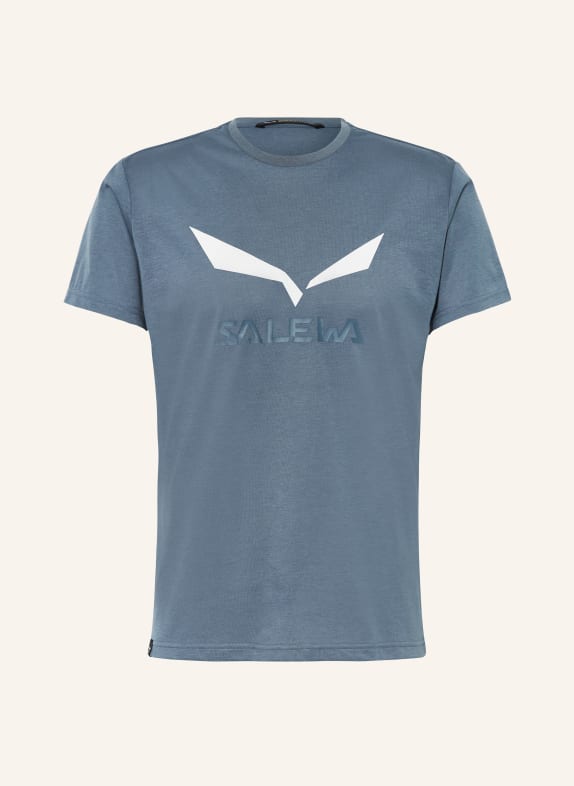 SALEWA T-shirt SOLIDLOGO DRI-RELEASE® BLUE GRAY/ WHITE