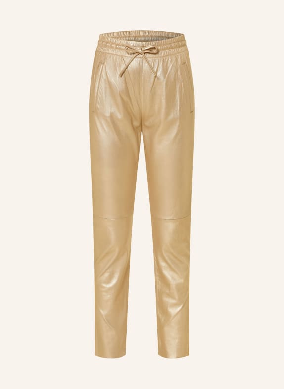 OAKWOOD 7/8 leather trousers in jogger style GOLD