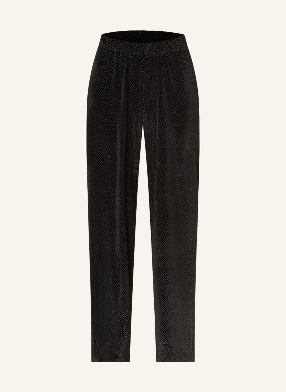 ONLY Wide leg trousers made of velvet BLACK/ SILVER