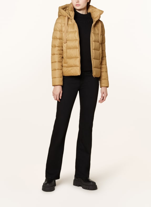 Marc O'Polo Quilted jacket with detachable hood CAMEL