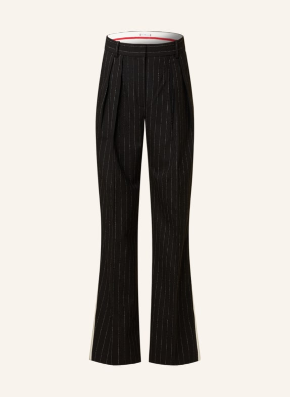TOMMY HILFIGER Wide leg trousers with tuxedo stripes BLACK/ WHITE
