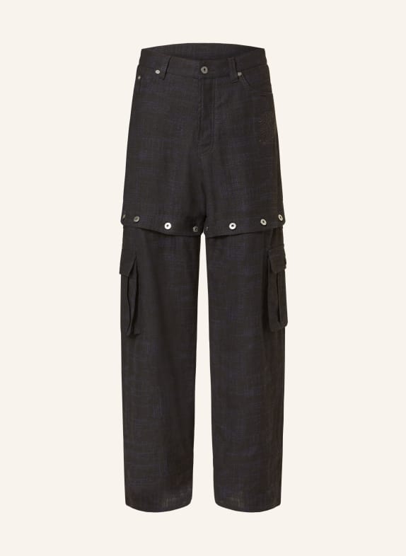 Off-White Cargo pants regular fit in linen BLACK/ DARK BLUE