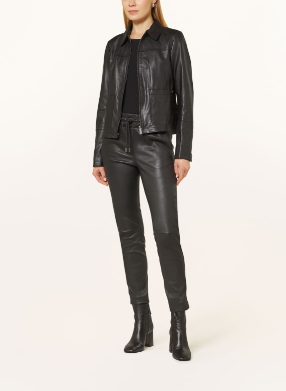 MILESTONE Leather jacket MSMALLOW BLACK