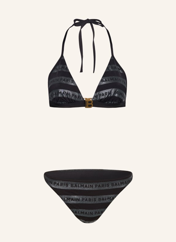 BALMAIN Triangle bikini BLACK/ GRAY