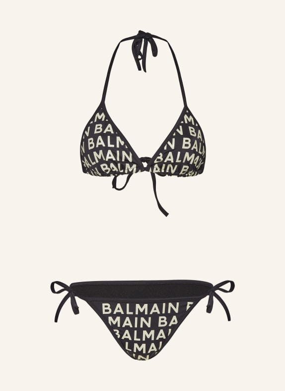 BALMAIN Triangle bikini BLACK/ ECRU