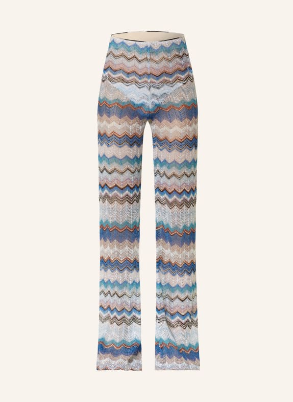 MISSONI Knit trousers with glitter thread BLUE/ TURQUOISE/ WHITE