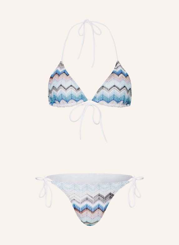 MISSONI Triangle bikini with glitter thread LIGHT BLUE/ TURQUOISE/ WHITE