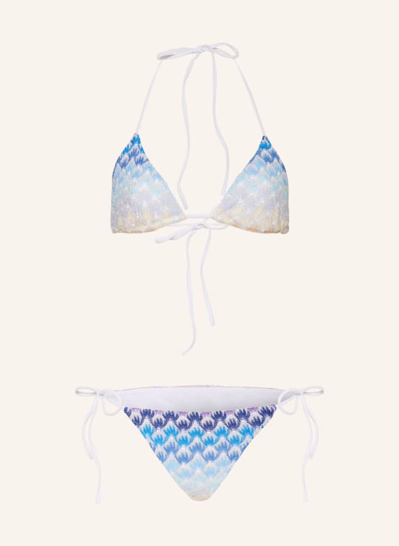 MISSONI Triangle bikini with glitter thread WHITE/ BLUE/ LIGHT BLUE