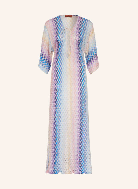 MISSONI Beach dress with 3/4 sleeves and glitter thread PINK/ PURPLE/ BLUE