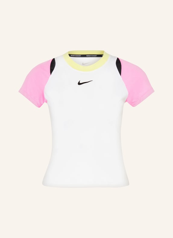 Nike T-shirt COURT ADVANTAGE DRI-FIT BIAŁY/ MOCNORÓŻOWY/ ŻÓŁTY
