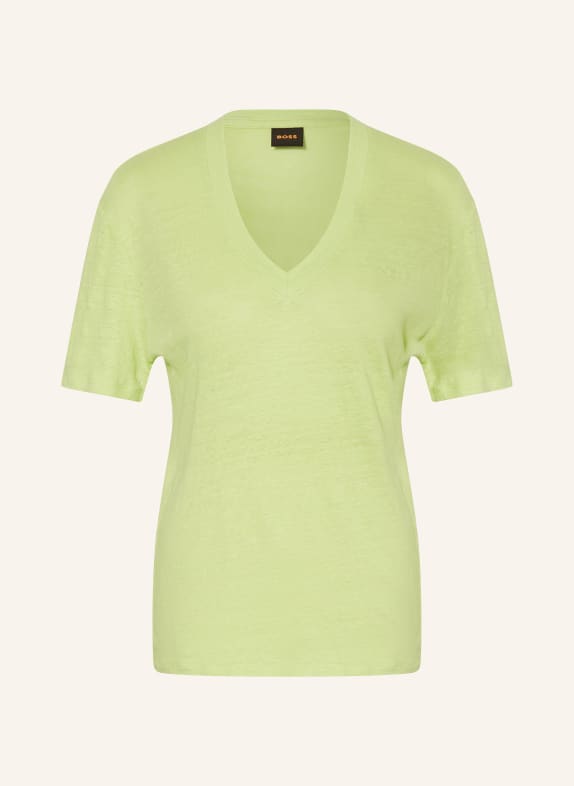 BOSS T-shirt ELA in linen NEON GREEN