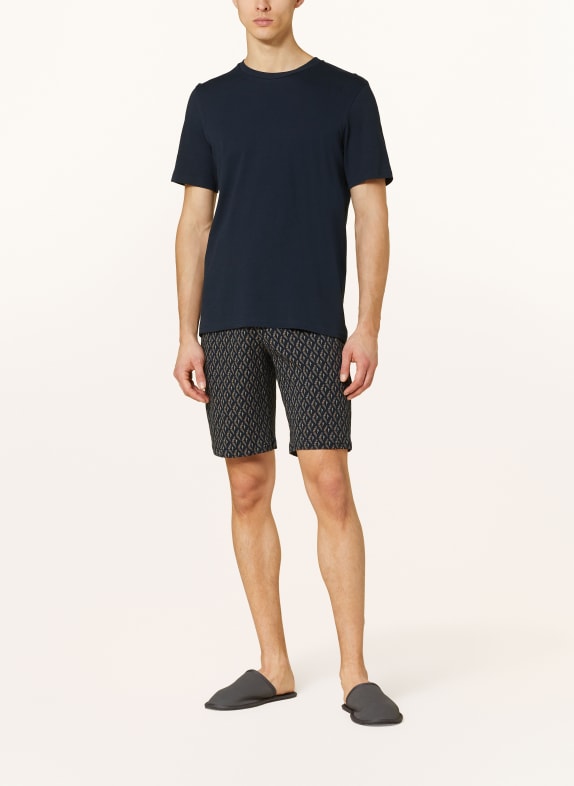 SCHIESSER Shorty-pyjama FINE INTERLOCK DONKERBLAUW / BEIGE