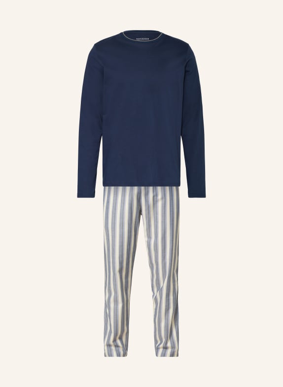 SCHIESSER Pajamas ORGANIC COTTON STREIFEN ADMIRAL - SELECTED! PREMIUM DARK BLUE/ TAUPE/ WHITE