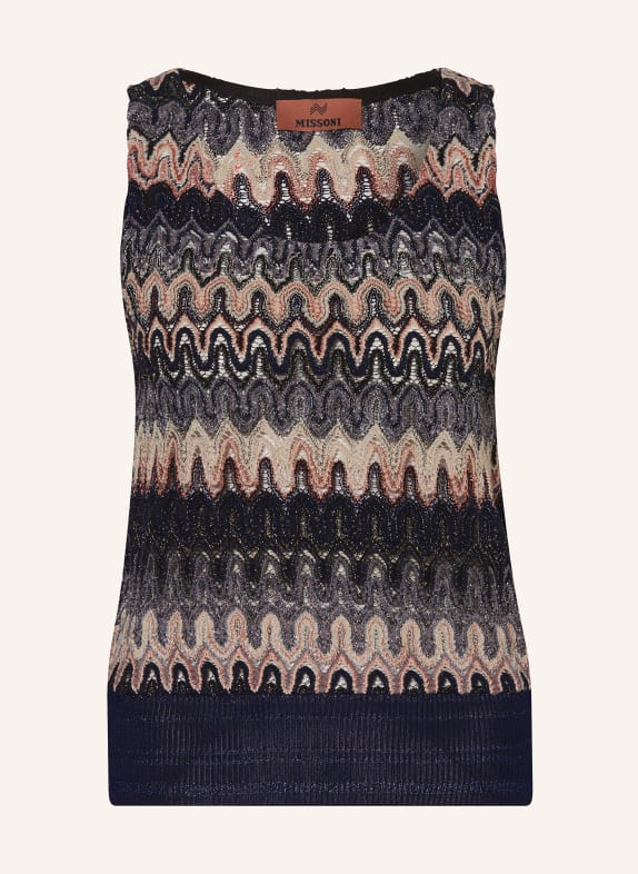 MISSONI Knit top with glitter thread BLACK/ DARK BLUE/ CREAM
