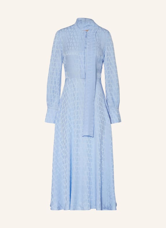 VALENTINO Silk dress TOILE ICONOGRAPHE with bow LIGHT BLUE