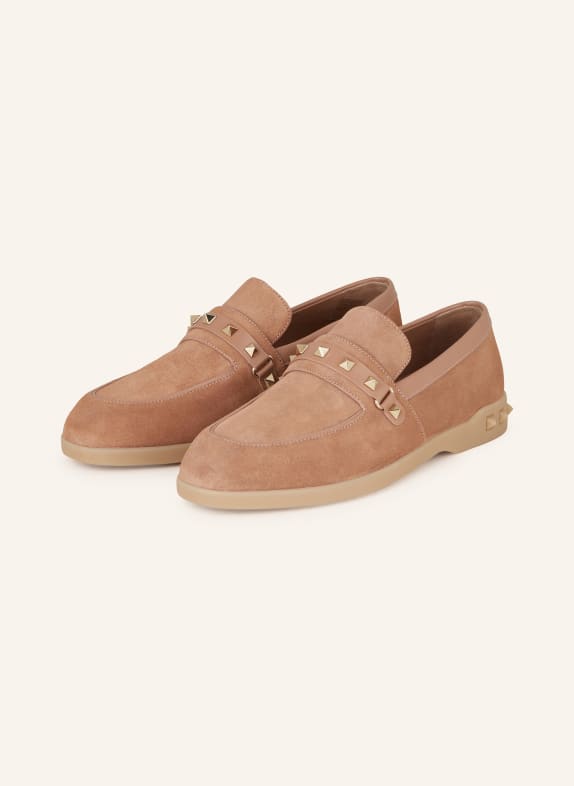 VALENTINO GARAVANI Loafers LEISURE FLOWS with rivets CAMEL