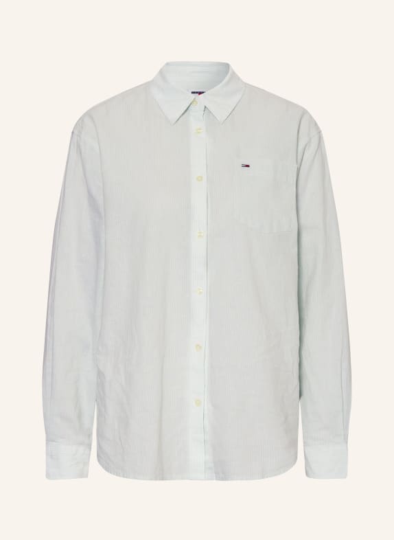 TOMMY JEANS Shirt blouse with linen MINT/ WHITE