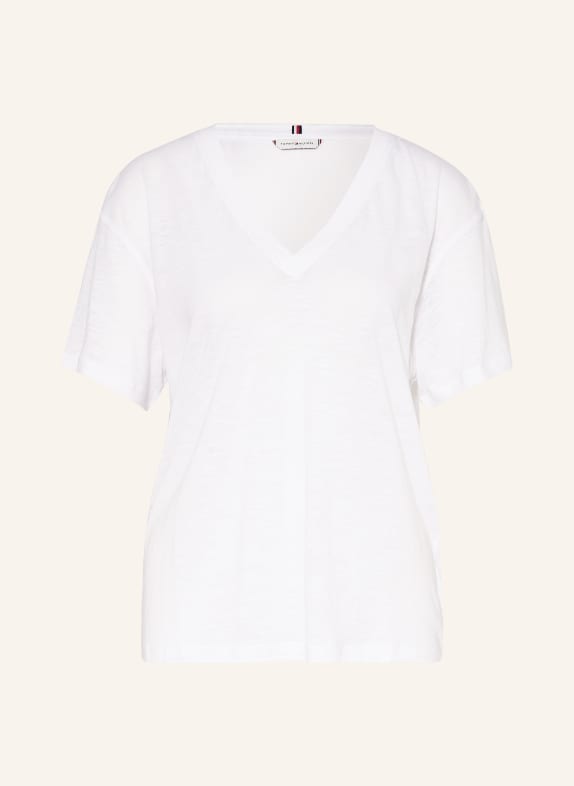 TOMMY HILFIGER T-shirt with linen WHITE