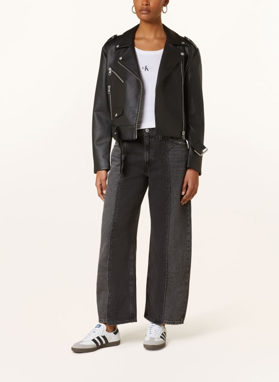 Calvin Klein Jeans Jacke in Lederoptik SCHWARZ