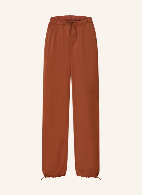 10DAYS Satin pants in jogger style BROWN