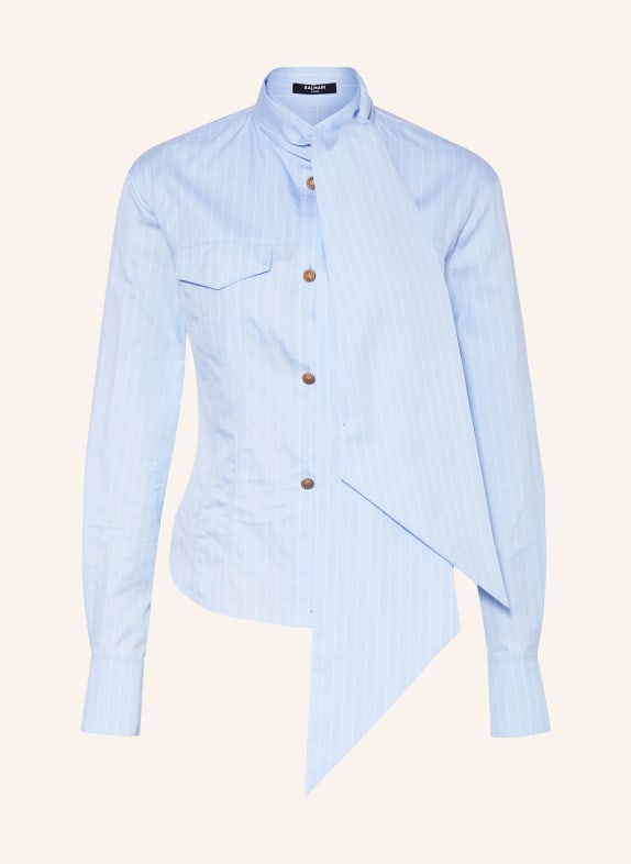 BALMAIN Bow-tie blouse LIGHT BLUE/ WHITE