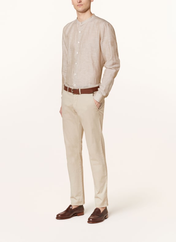 OLYMP Hemd Level Five body fit mit Leinen und Stehkragen BEIGE