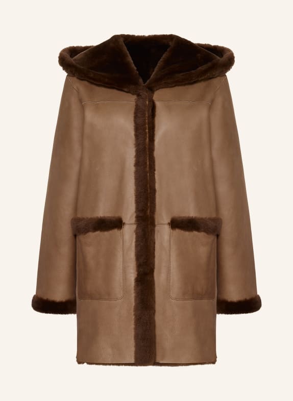 MRS & HUGS Reversible lambskin coat BROWN