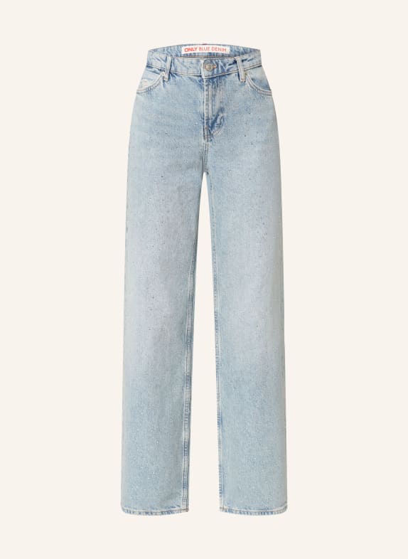 ONLY Straight jeans with decorative gems LIGHT BLUE DENIM