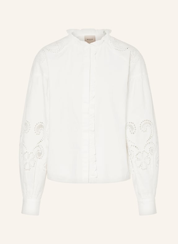 ROUGE VILA Blouse VIFAYE with broderie anglaise and ruffles WHITE