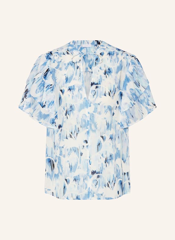 Lala Berlin Shirt blouse TENYANA with frills LIGHT BLUE/ BLUE/ WHITE