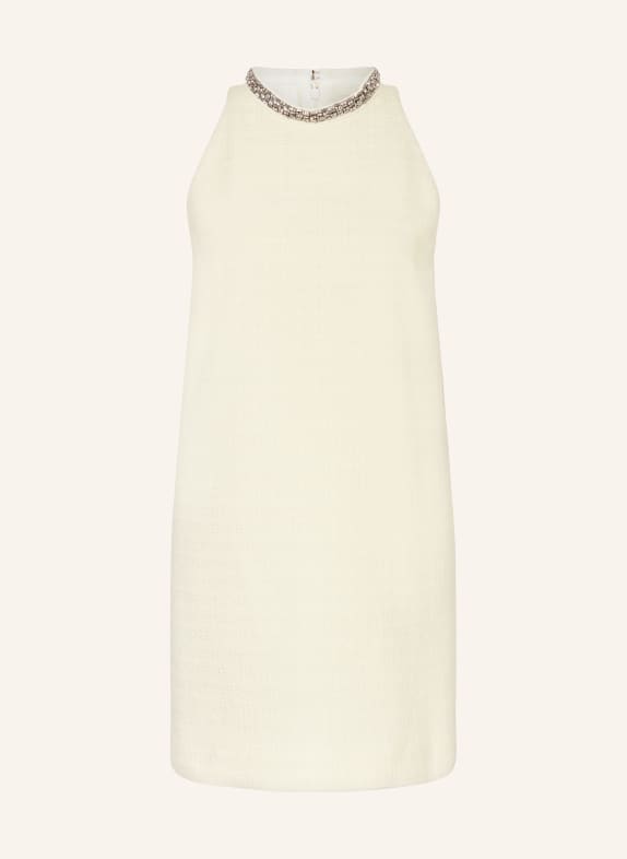 SANDRO Tweed-Kleid mit Schmucksteinen ECRU