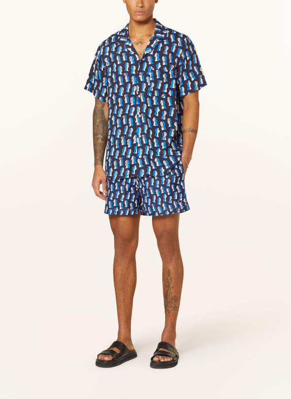 arrels BARCELONA Resorthemd NAVY PAPIER DECOUPE × SEVERIN MILLET Comfort Fit DONKERBLAUW / BLAUW / WIT
