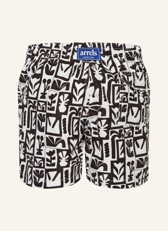 arrels BARCELONA Swim shorts BLOOMING × TIMO MKUILDER BLACK/ WHITE