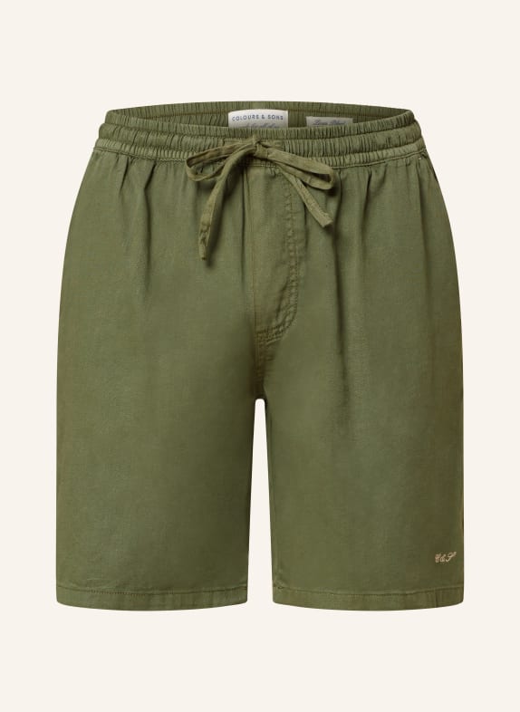 COLOURS & SONS Shorts with linen OLIVE