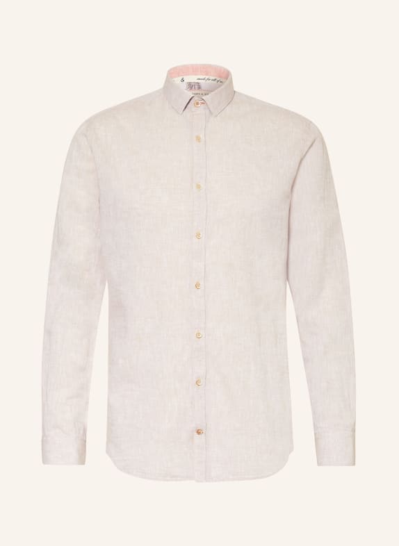 COLOURS & SONS Shirt regular fit with linen LIGHT BROWN