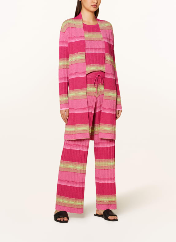 darling harbour Gebreide hoes met plooien en glittergaren PINK RINGEL